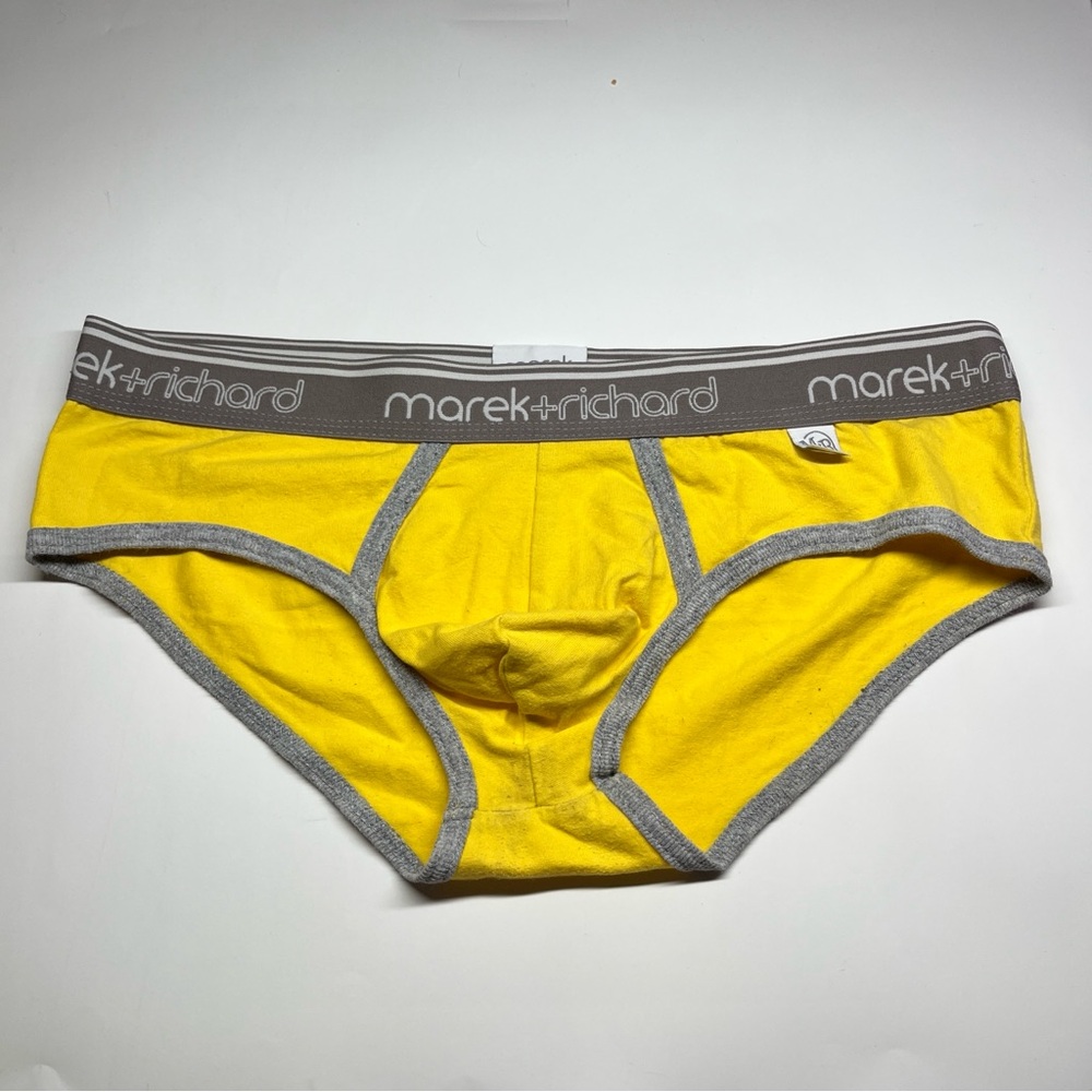 Yellow Men's Briefs with Gray Accents Marek + Richard